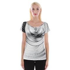Enso, A Perfect Black And White Zen Fractal Circle Cap Sleeve Tops by jayaprime
