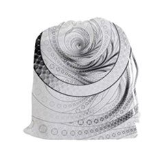 Enso, A Perfect Black And White Zen Fractal Circle Drawstring Pouches (xxl) by jayaprime