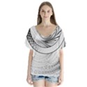 Enso, a Perfect Black and White Zen Fractal Circle Flutter Sleeve Top View1