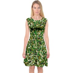 Camo Pattern Capsleeve Midi Dress by BangZart