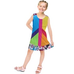 Peace Sign Animals Pattern Kids  Tunic Dress by BangZart