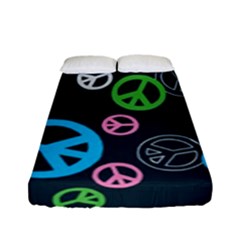 Peace & Love Pattern Fitted Sheet (full/ Double Size) by BangZart