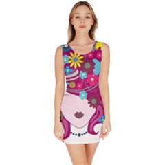 Beautiful Gothic Woman With Flowers And Butterflies Hair Clipart Sleeveless Bodycon Dress by BangZart