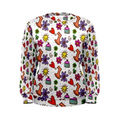 Cute Doodle Wallpaper Pattern Women s Sweatshirt by BangZart