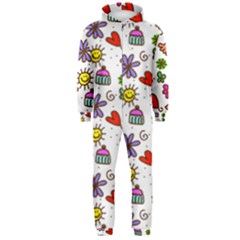 Cute Doodle Wallpaper Pattern Hooded Jumpsuit (men)  by BangZart