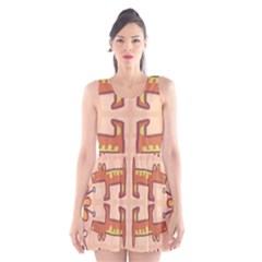 Pet Dog Design  Tileable Doodle Dog Art Scoop Neck Skater Dress by BangZart