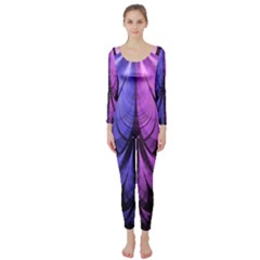 Beautiful Lilac Fractal Feathers Of The Starling Long Sleeve Catsuit by jayaprime