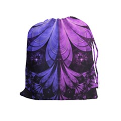 Beautiful Lilac Fractal Feathers Of The Starling Drawstring Pouches (extra Large) by jayaprime