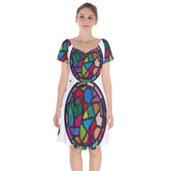 Stained Glass Color Texture Sacra Short Sleeve Bardot Dress by BangZart