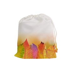 Autumn Leaves Colorful Fall Foliage Drawstring Pouches (large)  by BangZart
