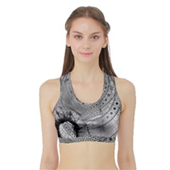 Fragmented Fractal Memories And Gunpowder Glass Sports Bra With Border by jayaprime