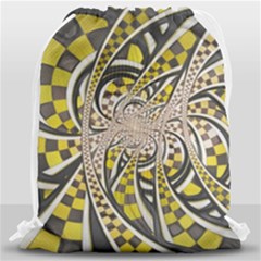 Liquid Taxi Cab, A Yellow Checkered Retro Fractal Drawstring Bag (large) by jayaprime