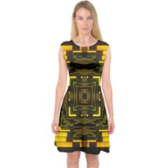 Abstract Glow Kaleidoscopic Light Capsleeve Midi Dress by BangZart