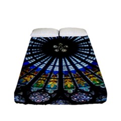 Stained Glass Rose Window In France s Strasbourg Cathedral Fitted Sheet (full/ Double Size) by BangZart