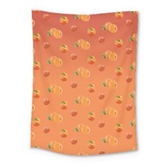 Peach Fruit Pattern Medium Tapestry by paulaoliveiradesign