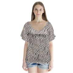 Zebra Pattern Animal Print Flutter Sleeve Top by paulaoliveiradesign