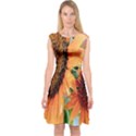 Sunflower Art  Artistic Effect Background Capsleeve Midi Dress View1