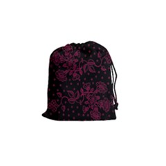 Pink Floral Pattern Background Wallpaper Drawstring Pouches (small)  by BangZart