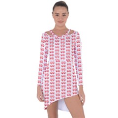 Red Lotus Floral Pattern Asymmetric Cut-out Shift Dress by paulaoliveiradesign