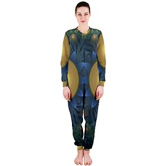 Beautiful Orange & Blue Fractal Sunflower Of Egypt Onepiece Jumpsuit (ladies)  by jayaprime