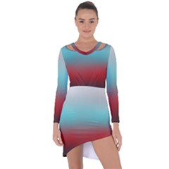 Frosted Blue And Red Asymmetric Cut-out Shift Dress by digitaldivadesigns