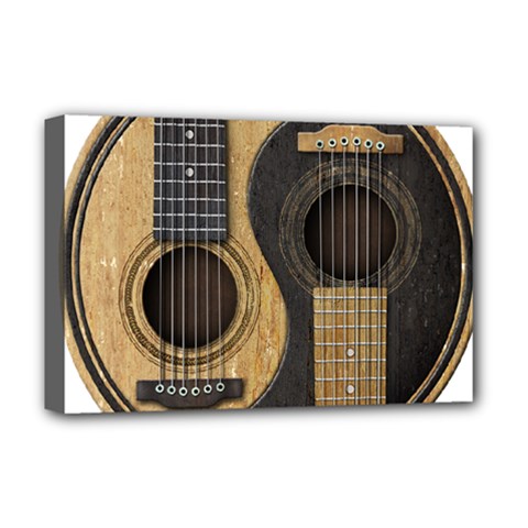 Old And Worn Acoustic Guitars Yin Yang Deluxe Canvas 18  X 12   by JeffBartels