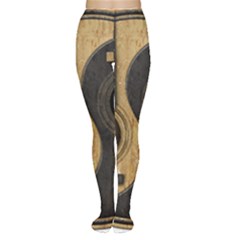 Old And Worn Acoustic Guitars Yin Yang Women s Tights by JeffBartels