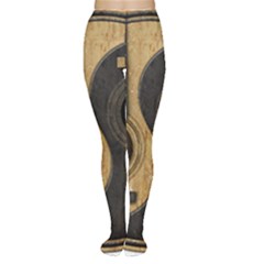 Old And Worn Acoustic Guitars Yin Yang Women s Tights by JeffBartels