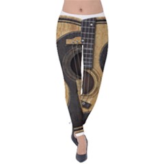 Old And Worn Acoustic Guitars Yin Yang Velvet Leggings by JeffBartels