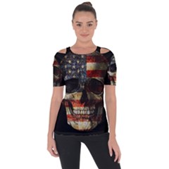 American Flag Skull Short Sleeve Top by Valentinaart