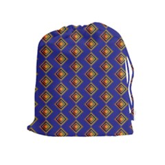 Blue Geometric Losangle Pattern Drawstring Pouches (extra Large) by paulaoliveiradesign