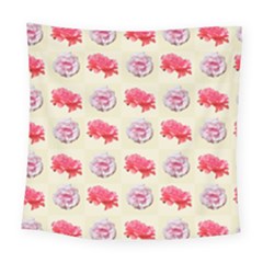 Yellow Floral Roses Pattern Square Tapestry (large) by paulaoliveiradesign