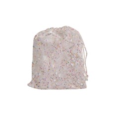 White Sparkle Glitter Pattern Drawstring Pouches (medium)  by paulaoliveiradesign