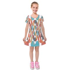 Colorful Geometric Abstract Kids  Short Sleeve Velvet Dress by linceazul