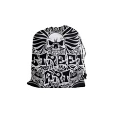 Tattoo Tribal Street Art Drawstring Pouches (medium)  by Valentinaart