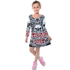 Tattoo Tribal Street Art Kids  Long Sleeve Velvet Dress by Valentinaart