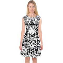 Tattoo Tribal Street Art Capsleeve Midi Dress by Valentinaart