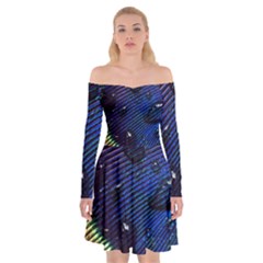 Peacock Feather Retina Mac Off Shoulder Skater Dress by BangZart