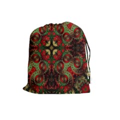 Fractal Kaleidoscope Drawstring Pouches (large)  by BangZart