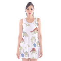 Dinosaur Art Pattern Scoop Neck Skater Dress by BangZart