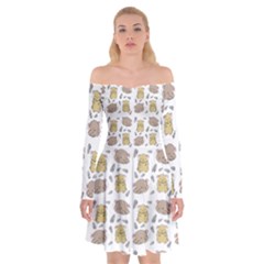 Cute Hamster Pattern Off Shoulder Skater Dress by BangZart