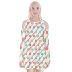 Simple Saturated Pattern Velvet Long Sleeve Shoulder Cutout Dress by linceazul