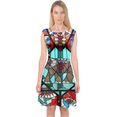 Elephant Stained Glass Capsleeve Midi Dress by BangZart