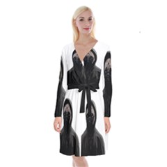 Gangsta Pug Long Sleeve Velvet Front Wrap Dress by Valentinaart