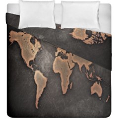 Grunge Map Of Earth Duvet Cover Double Side (king Size) by BangZart