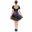 Colored Fractal Short Sleeve Bardot Dress View2