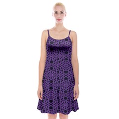 Triangle Knot Purple And Black Fabric Spaghetti Strap Velvet Dress by BangZart