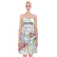 Paris Map Spaghetti Strap Velvet Dress by BangZart