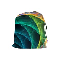 Aura Waves Drawstring Pouches (large)  by designsbyamerianna