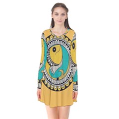 Madhubani Fish Indian Ethnic Pattern Flare Dress by BangZart